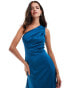 Фото #2 товара TFNC Bridesmaid one shoulder satin maxi dress in teal