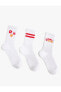 Çiçekli 3'lü Soket Çorap Seti Slogan Desenli