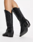 Фото #3 товара Stradivarius knee high western boot in black