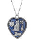 2028 enamel Blue Heart Cat Necklace