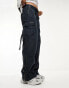 Superdry vintage elastic cargo trousers in navy W32 - фото #2