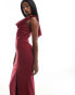 Фото #6 товара Vesper one shoulder bow detail maxi dress in dark red