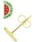 ფოტო #2 პროდუქტის Cubic Zirconia & Enamel Watermelon Stud Earrings in 14k Gold-Plated Sterling Silver