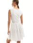 ASOS DESIGN square neck ruched bust mini dress with lace inserts in white Белый, 42 - фото #3