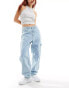 Dr Denim Faye Worker baggy fit mid waist wide leg jeans in pebble superlight retro wash