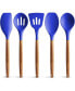5 Piece Silicone Utensils Set with Authentic Acacia Wood Handles