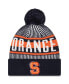 Фото #1 товара Men's Navy Syracuse Orange Logo Striped Cuff Knit Hat with Pom
