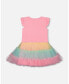 Girl Short Sleeve Dress With Tulle Skirt Bubble Gum Pink - Child