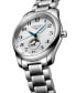 ფოტო #2 პროდუქტის Men's Swiss Automatic Master Moonphase Stainless Steel Bracelet Watch 40mm