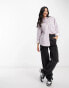 Wednesday's Girl oversized boyfriend poplin shirt in purple stripe