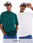 ASOS DESIGN 2 pack oversized turtle neck t-shirt in green and white