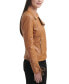 ფოტო #3 პროდუქტის Women's Faux-Leather Asymmetric Moto Coat