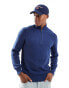 Фото #1 товара Polo Ralph Lauren icon logo half zip cotton knit jumper in navy marl