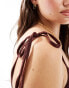 Фото #3 товара Miss Selfridge cheesecloth tiered mini sundress in chocolate