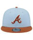 Men's Light Blue Atlanta Braves Spring Color Two-Tone 9FIFTY Snapback Hat Голубой - фото #4