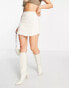 Фото #2 товара ASOS DESIGN faux leather curved hem mini skirt in cream