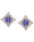 Tanzanite (1/6 ct. t.w.) & Diamond (1/10 ct. t.w.) Stud Earrings in Sterling Silver & 10k Rose Gold