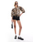 Фото #1 товара ASOS DESIGN cotton long sleeve top with ties in leopard print