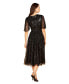Women's Flowing, Sequin Midi Dress with Short Sleeves