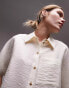 Topshop crop lightweight twill shirt in ivory Бежевый, 38 - фото #1