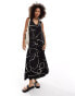 ASOS DESIGN sleeveless trapeze maxi with D ring back detail in black print