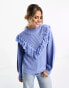 Фото #2 товара Wednesday's Girl crew neck jumper with fringe detail in blue