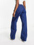 Stradivarius wide leg jean with dart detail in dark blue