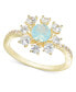 Фото #1 товара Gold-Tone Crystal & Cubic Zirconia Flower Ring, Created for Macy's