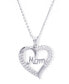 ფოტო #1 პროდუქტის Cubic Zirconia Mom Heart Pendant 18" Necklace in Silver Plate