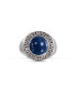 Blue Apatite Gemstone Sterling Silver Men Signet Ring in Black Rhodium