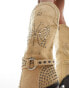 Фото #4 товара Simmi London Wide Fit Delano butterfly embellished western boot in taupe micro