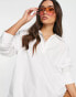 Selected Femme cotton shirt with ruched back in white - WHITE