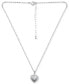 Фото #3 товара Giani Bernini cubic Zirconia Textured Heart Pendant Necklace in Sterling Silver, 16" + 2" extender, Created for Macy's