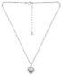 ფოტო #3 პროდუქტის Cubic Zirconia Textured Heart Pendant Necklace in Sterling Silver, 16" + 2" extender, Created for Macy's