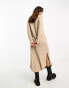 Фото #3 товара River Island knot front jersey t-shirt midi dress in beige