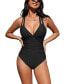 Фото #1 товара Women's Release Happiness Ruched Cross Back One Piece Swimsuit