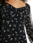 Фото #8 товара Hollister floral long sleeve dress in black with sweetheart neckline