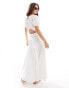 Фото #2 товара ASOS DESIGN broderie puff sleeve tiered maxi dress in white