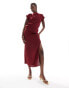 Фото #1 товара ASOS DESIGN slinky drape midi dress in wine