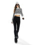 Threadbare Ski roll neck cropped jumper in monochrome