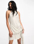 Фото #1 товара ASOS DESIGN linen halter mini sundress with big waist tie detail in natural