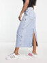 River Island denim cargo midi skirt in light blue