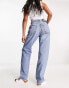 Dr Denim Beth straight leg sky high waist jeans in mid blue