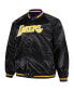 Men's Black Los Angeles Lakers Big and Tall Hardwood Classics Wordmark Satin Raglan Full-Zip Jacket