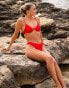 Фото #4 товара South Beach X Miss Molly crinkle high leg bikini bottom in burnt orange