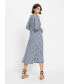 Women's 3/4 Sleeve A-Line Dot Print Midi Dress