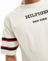 Tommy Hilfiger monotype sleeve colourblock t-shirt in cream