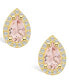 ფოტო #3 პროდუქტის Morganite (1-3/8 ct. t.w.) and Diamond (1/3 ct. t.w.) Halo Stud Earrings in 14K Yellow Gold
