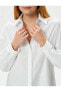 Фото #5 товара 4sak60226pw 000 Beyaz Kadın Dokuma Uzun Kollu Gömlek