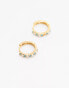 Фото #2 товара Orelia gold plated turq & pearl fine huggie hoop in turquoise